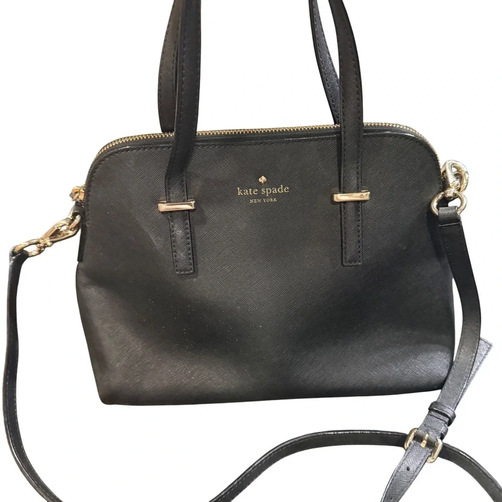 Kate Spade Black Saffiano Leather Cedar Street Maise Satchel Crossbody Bag